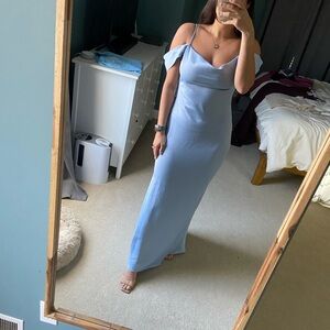 BHLDN Storm Cloud Off-Shoulder Wedding Guest Dress